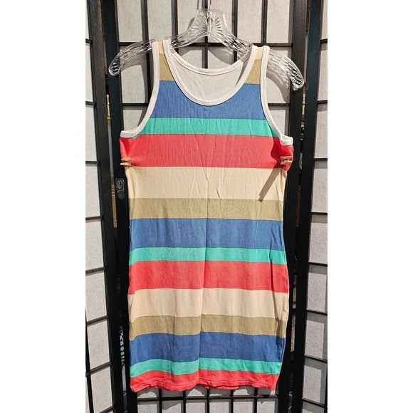 Women's Ribbed Sleeveless Stripe Tank Dress XL - Picture 2 of 5